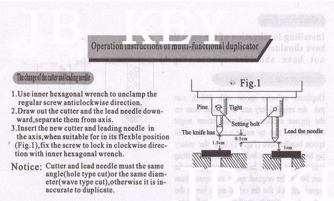 instrução de máquina duplicada corte 1 da chave 368A