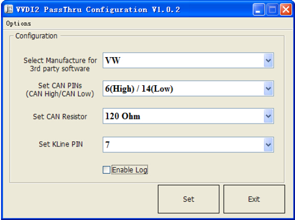 VVDI2 – software da configuração de PassThru J2534