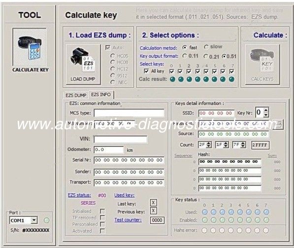 MB Dump Key Generator from EIS Calculator, Car Diagnostic Software Support HC05, HC08