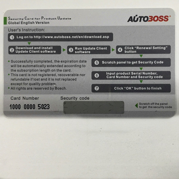Cartão de segurança da elite de Autoboss V30/V30 por um ano em linha