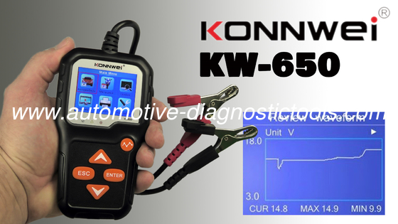 Bom preço. KONNWEI KW650 Tester de bateria 6V-12V Tester de bateria de automóvel de motocicleta on-line